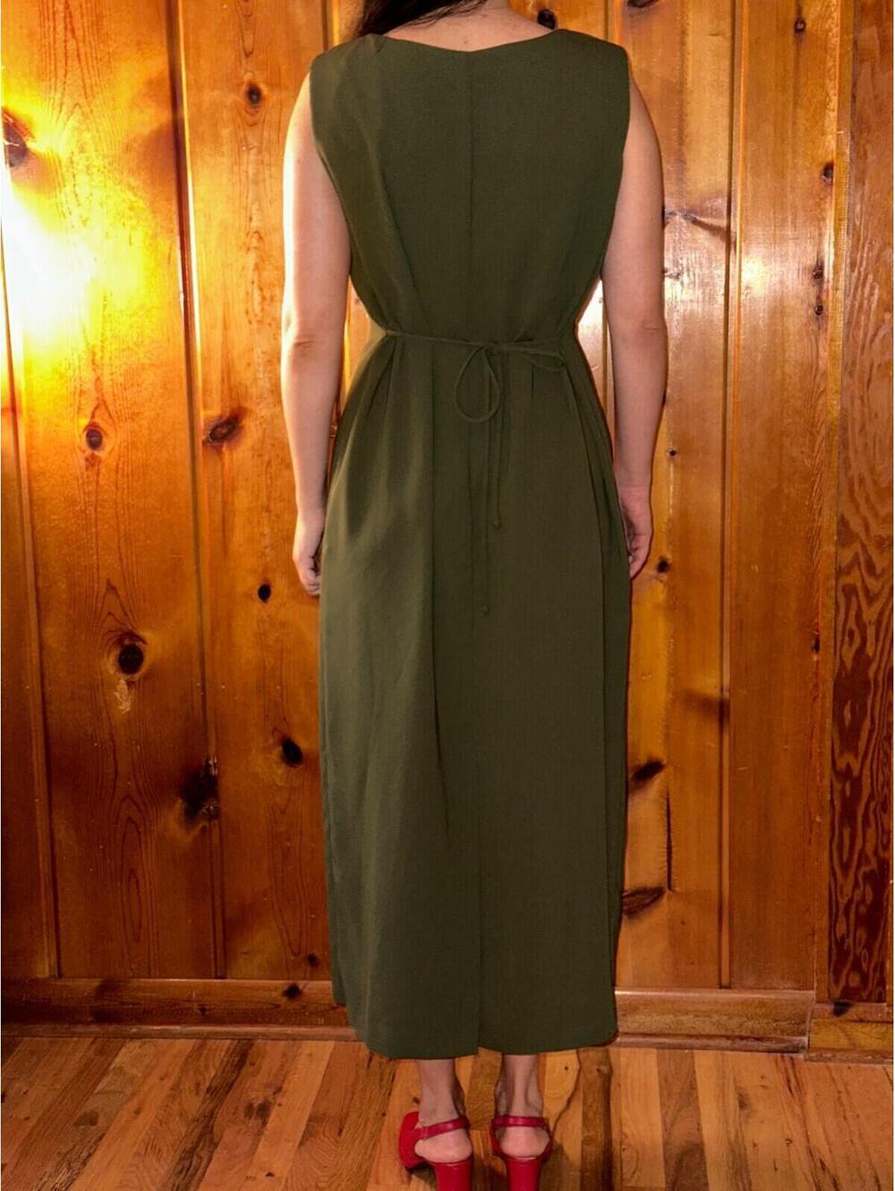 R&M Richards Karen Kwong Womens Maxi Dress Size 14 Green Simple Sleeveless VTG - Picture 3 of 11